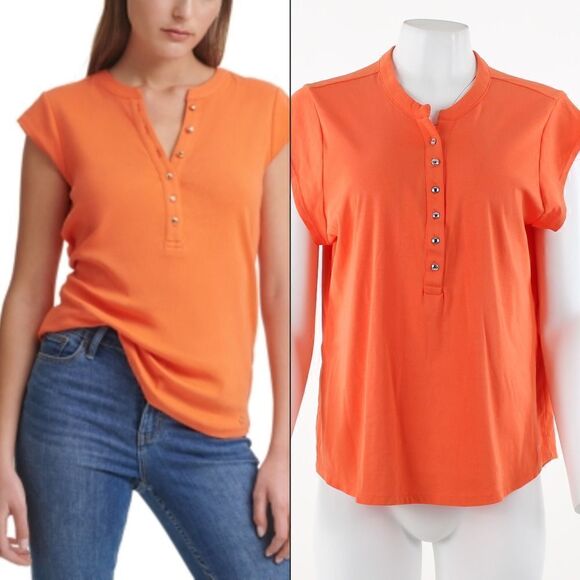 Calvin Klein Cap Sleeve Henley - Picture 1 of 5